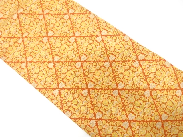 JAPANESE KIMONO / ANTIQUE NAGOYA OBI / SILK / WOVEN FLORAL SARASA